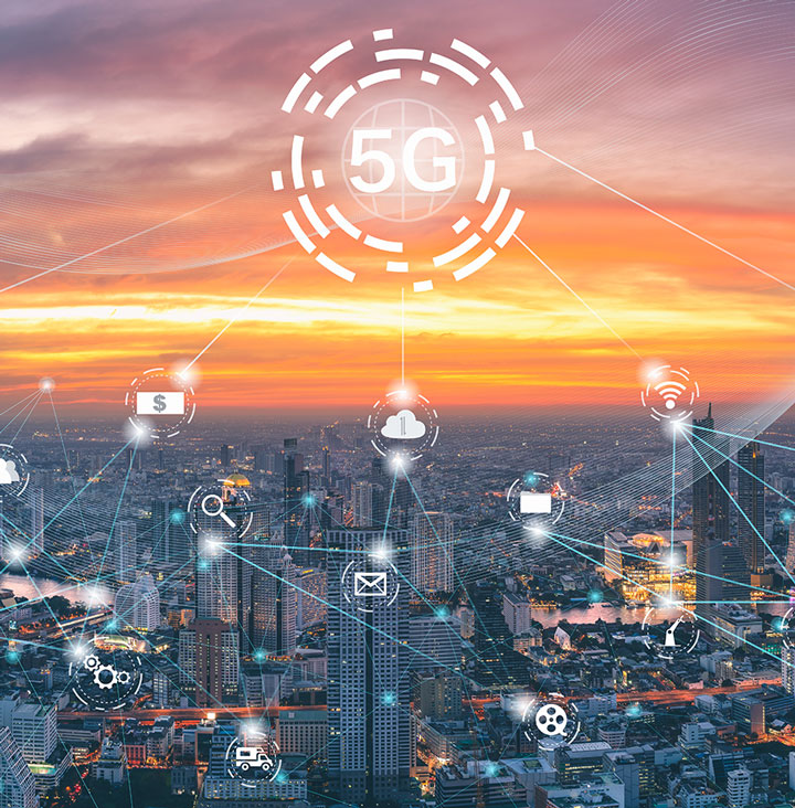 wireless connections over city displayed visually
